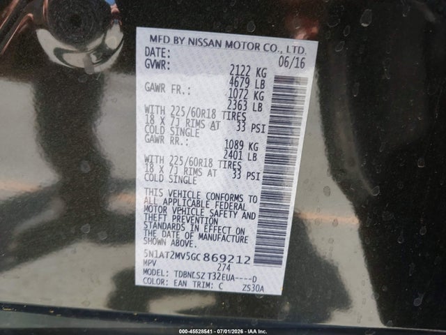 Nissan Rogue Sl 2016 5N1AT2MV5GC869212 Image 9