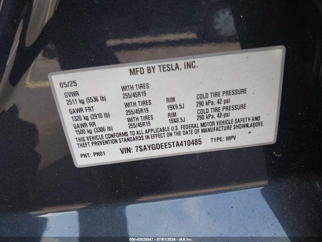 7SAYGDEE5TA410485 Tesla Model Y All-wheel Drive/long Range Launch Series/premium All-wheel Drive