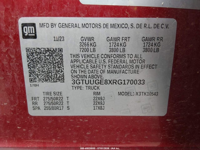 Продажа на аукционе авто 2024 Gmc Sierra 1500 4wd  Short Box Denali, vin: 3GTUUGE8XRG170033, номер лота: 45528555