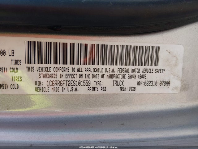 45528557 :رقم المزاد ، 1C6RR6FT2ES101559 vin ، 2014 Ram 1500 Express مزاد بيع