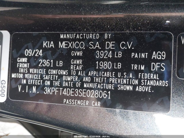 KIA K4 Lxs 2025 3KPFT4DE3SE028061 Image 9