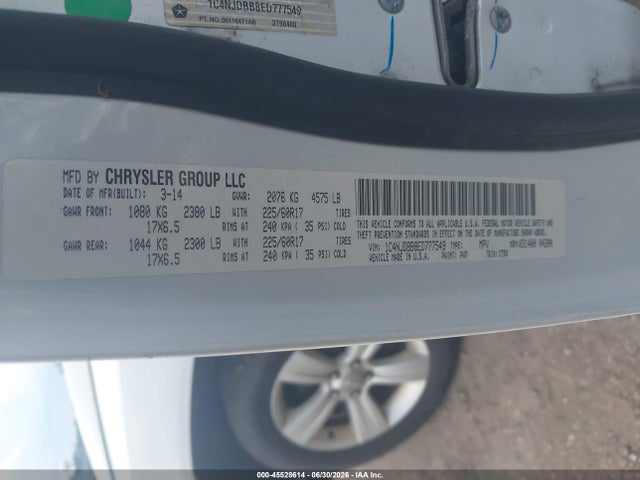 Auction sale of the 2014 Jeep Compass Sport, vin: 1C4NJDBB8ED777549, lot number: 45528614