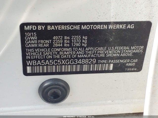 Продажа на аукционе авто 2016 Bmw 528i, vin: WBA5A5C5XGG348829, номер лота: 45528623