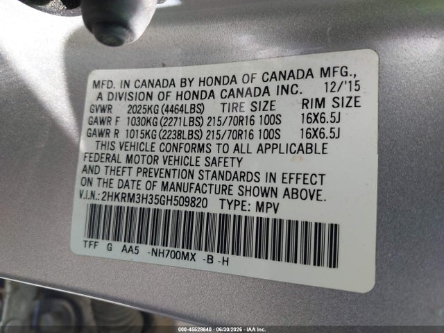 Honda CR-V LX 2016 2HKRM3H35GH509820 Image 9