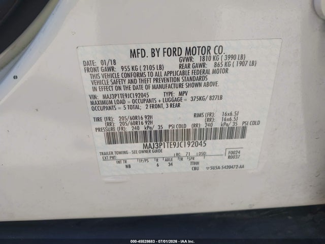Ford Ecosport Se 2018 MAJ3P1TE9JC192045 Image 9