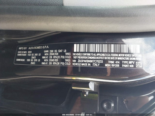 Alfa Romeo Stelvio Ti Awd 2019 ZASPAKBN9K7C70233 Image 9