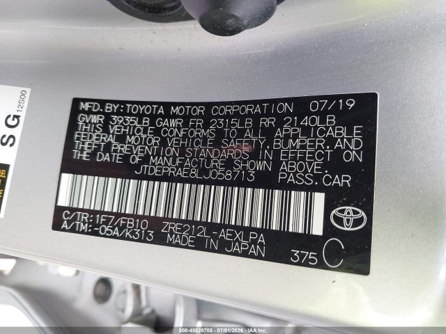 Toyota COROLLA LE 2020 JTDEPRAE8LJ058713 Image 9