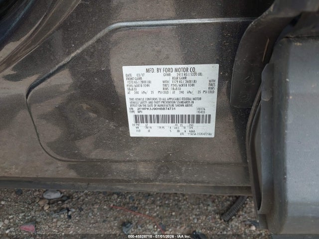45528710 :رقم المزاد ، 2FMPK3J90HBB74731 vin ، 2017 Ford Edge Sel مزاد بيع