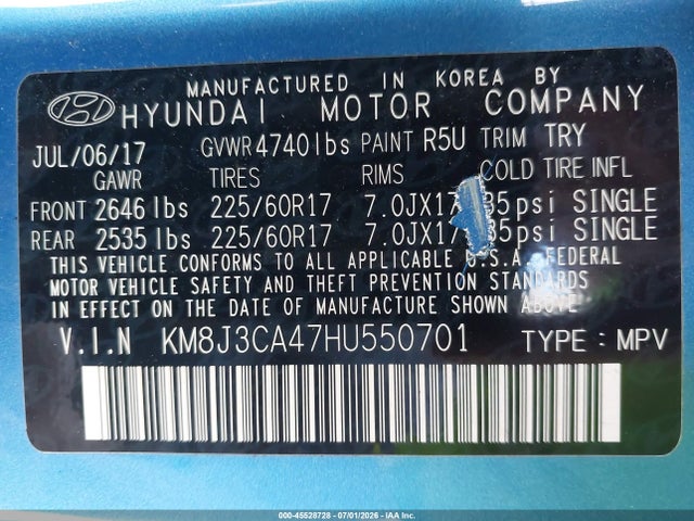 Hyundai TUCSON SE 2017 KM8J3CA47HU550701 Image 9