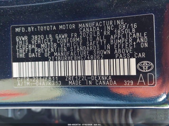 Toyota COROLLA LE 2017 2T1BURHE8HC748062 Image 9