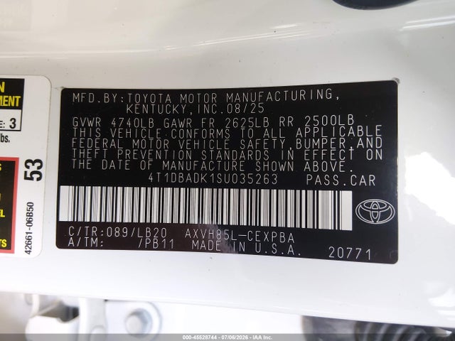 Toyota CAMRY XSE 2025 4T1DBADK1SU035263 Image 9