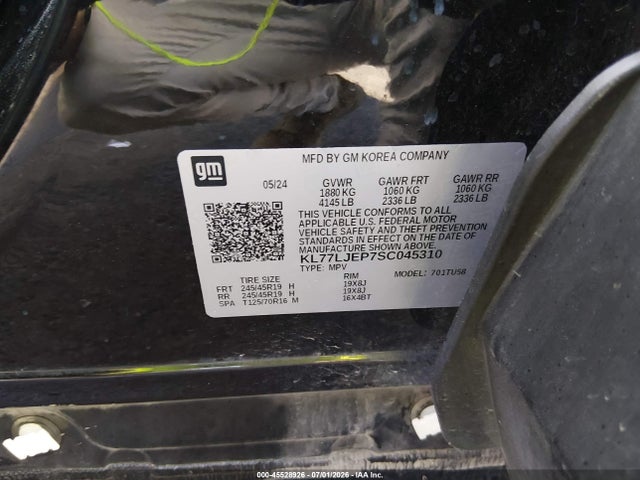 45528926 :رقم المزاد ، KL77LJEP7SC045310 vin ، 2025 Chevrolet Trax Fwd 2rs مزاد بيع
