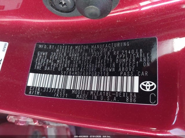 5YFB4MDE6RP082118 Toyota COROLLA LE