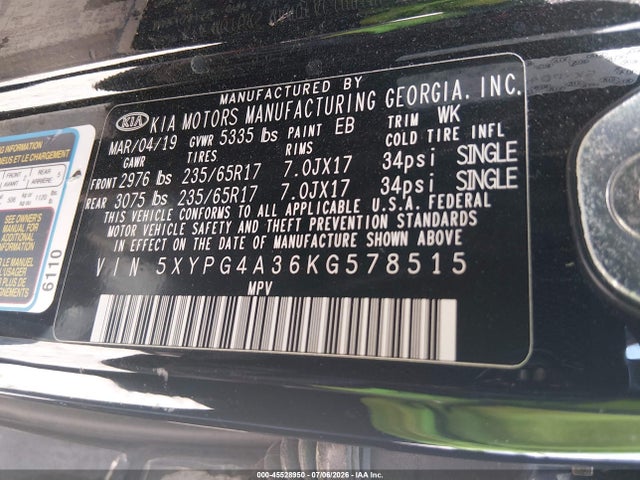 5XYPG4A36KG578515 KIA Sorento 2.4l L