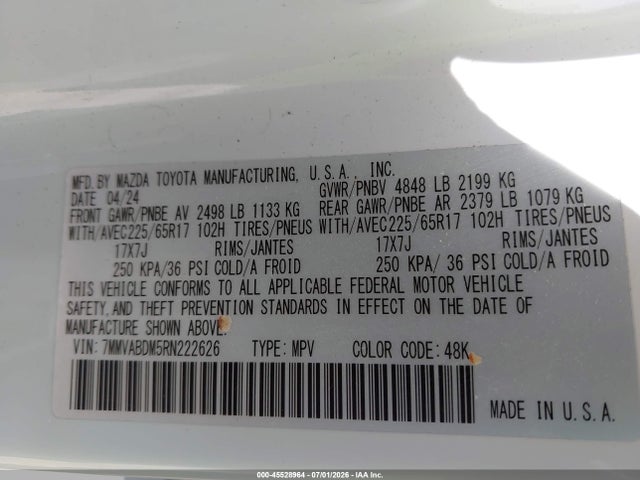 Aukcja sprzedaży 2024 Mazda Cx-50 2.5 S Premium, vin: 7MMVABDM5RN222626, numer aukcji: 45528964
