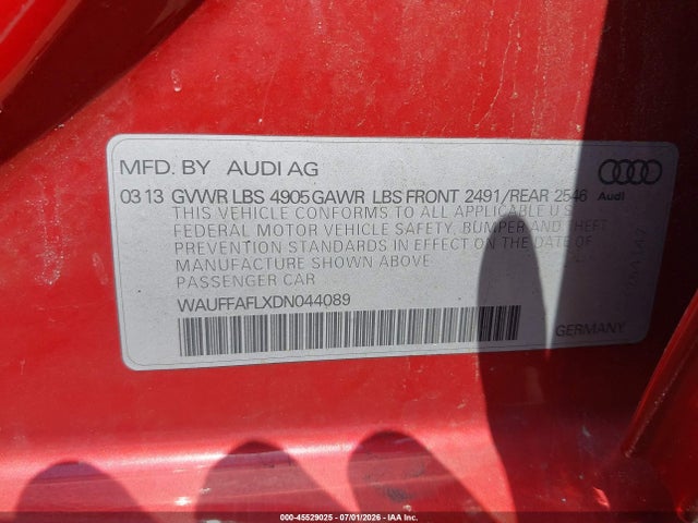 Aukcja sprzedaży 2013 Audi A4 2.0t Premium, vin: WAUFFAFLXDN044089, numer aukcji: 45529025