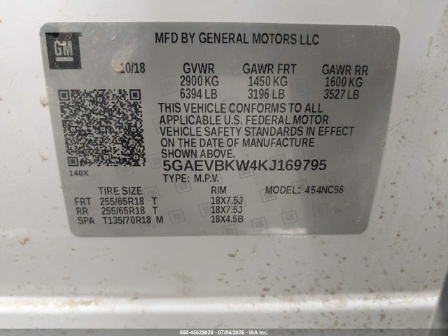 2019 Buick Enclave Awd Premium მანქანა იყიდება აუქციონზე, vin: 5GAEVBKW4KJ169795, აუქციონის ნომერი: 45529028