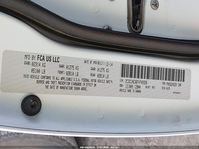 Aukcja sprzedaży 2015 Chrysler 300c, vin: 2C3CCAEG6FH749328, numer aukcji: 45529029