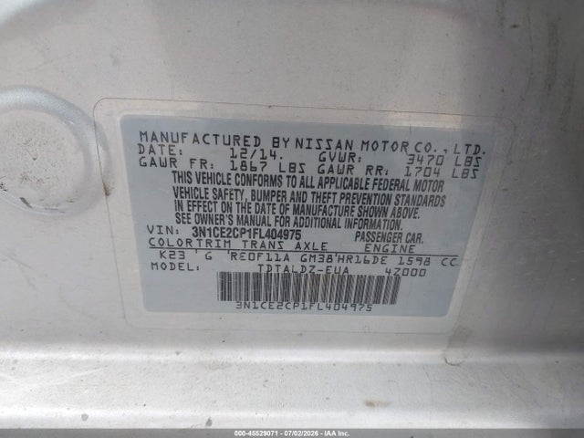 Nissan Versa Note S (sr)/s Plus/sl/sr/sv 2015 3N1CE2CP1FL404975 Image 9