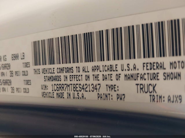 Aukcja sprzedaży 2014 Ram 1500 Sport, vin: 1C6RR7MT8ES421347, numer aukcji: 45529100