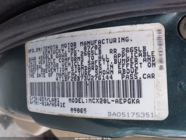 Aukcja sprzedaży 2003 Toyota Avalon Xls, vin: 4T1BF28B73U276144, numer aukcji: 45529118