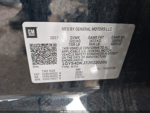 Продаж на аукціоні авто 2018 Cadillac Escalade Platinum, vin: 1GYS4DKJ7JR220205, номер лоту: 45529136