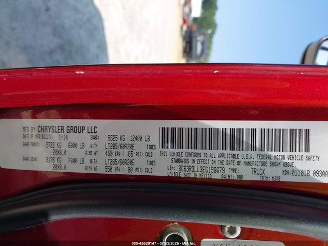 45529147 :رقم المزاد ، 3C63R3LL3EG196679 vin ، 2014 Ram 3500 Slt مزاد بيع