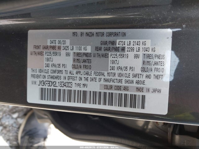 Aukcja sprzedaży 2020 Mazda Cx-5 Grand Touring, vin: JM3KFBDM2L1834003, numer aukcji: 45529175