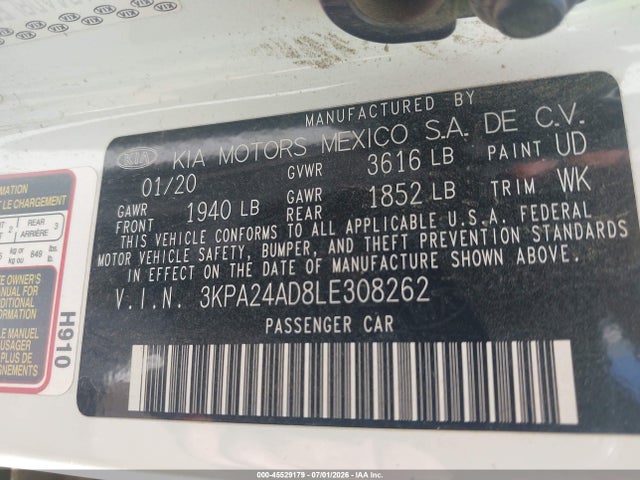KIA RIO S 2020 3KPA24AD8LE308262 Image 9