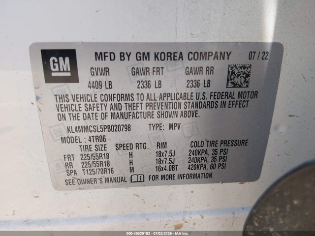 2023 Buick Encore Gx Preferred Awd მანქანა იყიდება აუქციონზე, vin: KL4MMCSL5PB020798, აუქციონის ნომერი: 45529192
