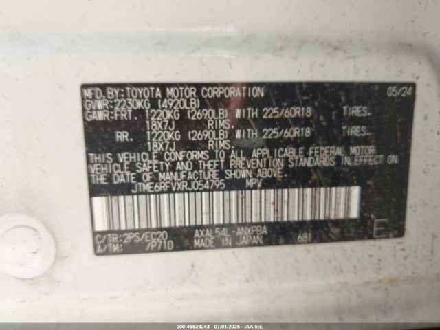 JTME6RFVXRJ054795 Toyota Rav4 Hybrid Xse