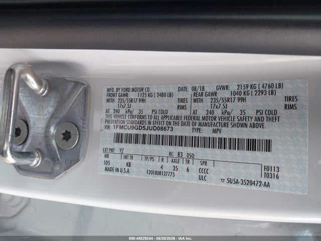 1FMCU9GD5JUD08673 Ford ESCAPE SE