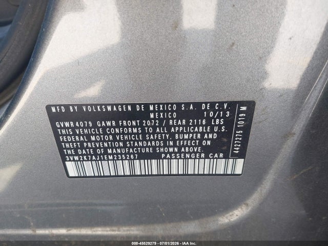 3VW2K7AJ1EM235267 Volkswagen Jetta 2.0l S