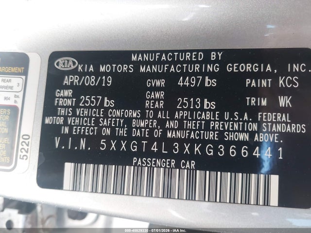 KIA Optima Lx 2019 5XXGT4L3XKG366441 Image 9