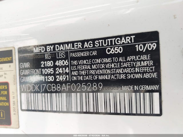 Продаж на аукціоні авто 2010 Mercedes-benz E 550, vin: WDDKJ7CB8AF025289, номер лоту: 45529356
