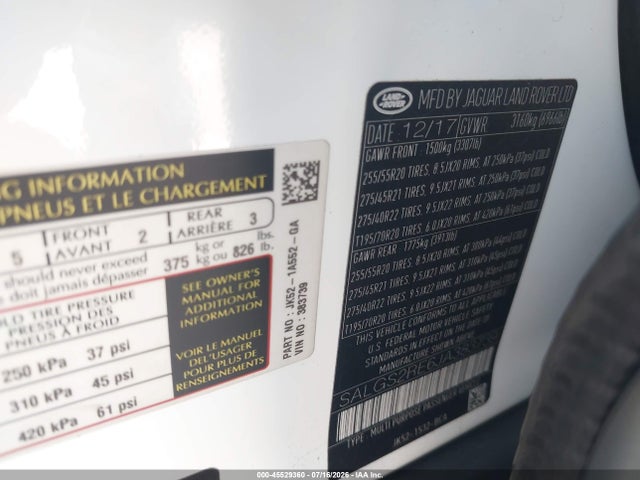SALGS2RE6JA383739 Land Rover Range Rover 5.0l V8 Supercharged