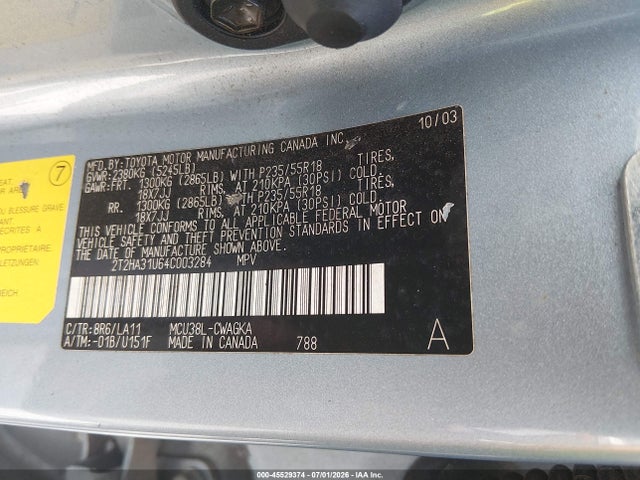 45529374 :رقم المزاد ، 2T2HA31U64C003284 vin ، 2004 Lexus Rx 330 مزاد بيع