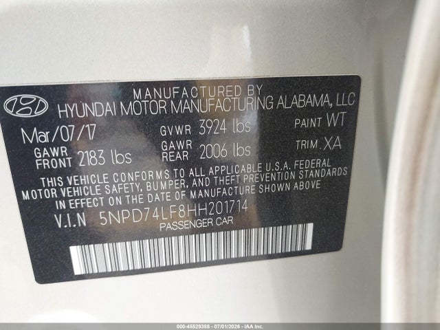 Hyundai ELANTRA SE 2017 5NPD74LF8HH201714 Image 9