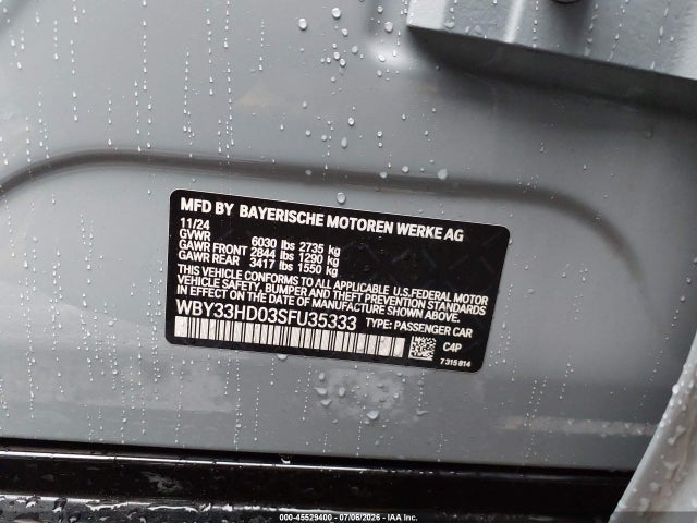 Aukcja sprzedaży 2025 Bmw I4 Gran Coupe M50, vin: WBY33HD03SFU35333, numer aukcji: 45529400