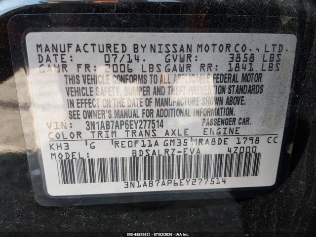 Nissan SENTRA SR 2014 3N1AB7AP6EY277514 Image 9