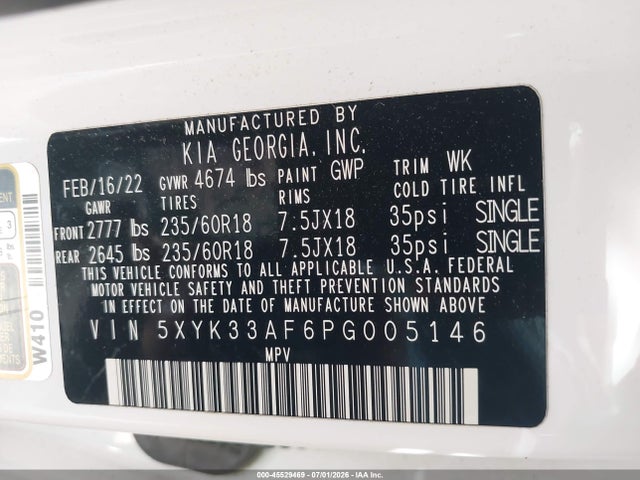 2023 Kia Sportage Ex მანქანა იყიდება აუქციონზე, vin: 5XYK33AF6PG005146, აუქციონის ნომერი: 45529469