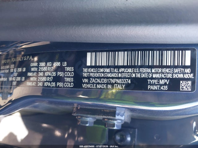 ZACNJDB17NPN83374 Jeep Renegade Latitude 4x4