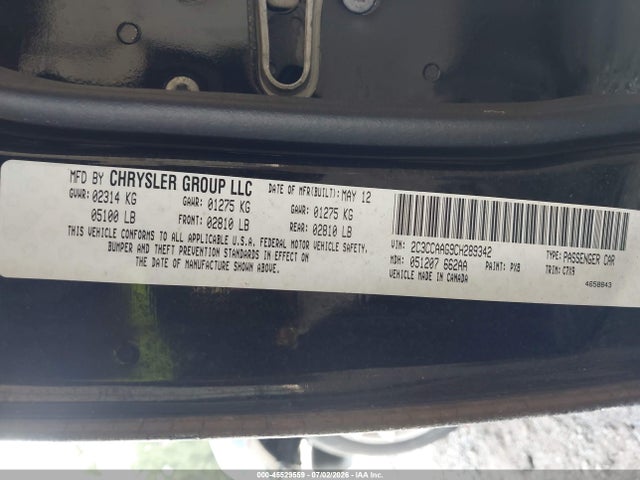 2012 Chrysler 300 მანქანა იყიდება აუქციონზე, vin: 2C3CCAAG9CH289342, აუქციონის ნომერი: 45529559