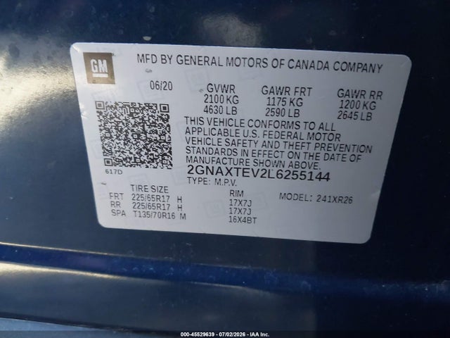 Chevrolet Equinox Awd 2fl 2020 2GNAXTEV2L6255144 Image 9