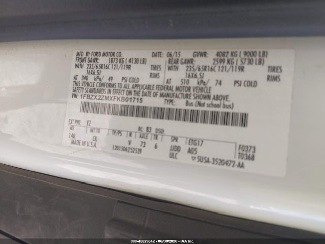 1FBZX2ZMXFKB01715 Ford Transit-350 Xl/xlt