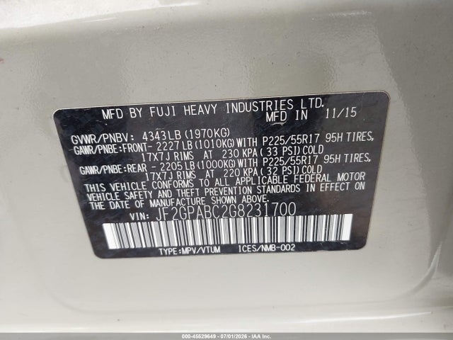 Subaru Crosstrek 2.0i Premium 2016 JF2GPABC2G8231700 Image 9