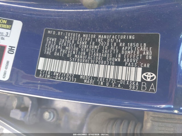 Toyota Corolla S Plus 2014 5YFBURHE9EP080316 Image 9
