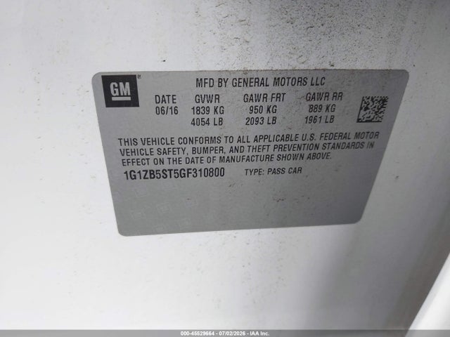 Chevrolet MALIBU LS 2016 1G1ZB5ST5GF310800 Image 9