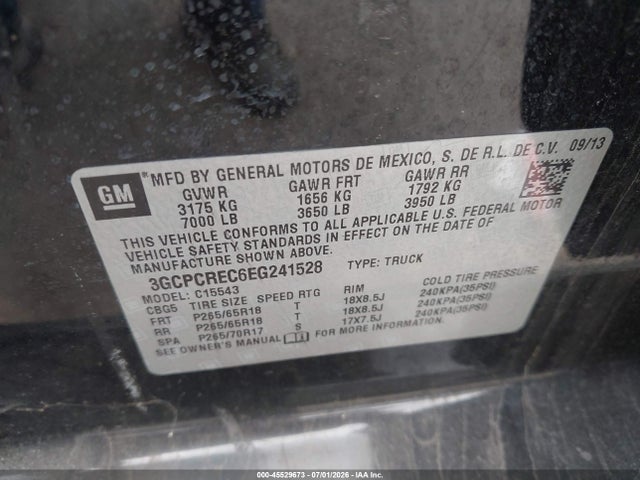 3GCPCREC6EG241528 Chevrolet Silverado 1500 Lt