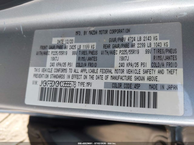 2021 Mazda Cx-5 Grand Touring მანქანა იყიდება აუქციონზე, vin: JM3KFBDM3M0355578, აუქციონის ნომერი: 45529691